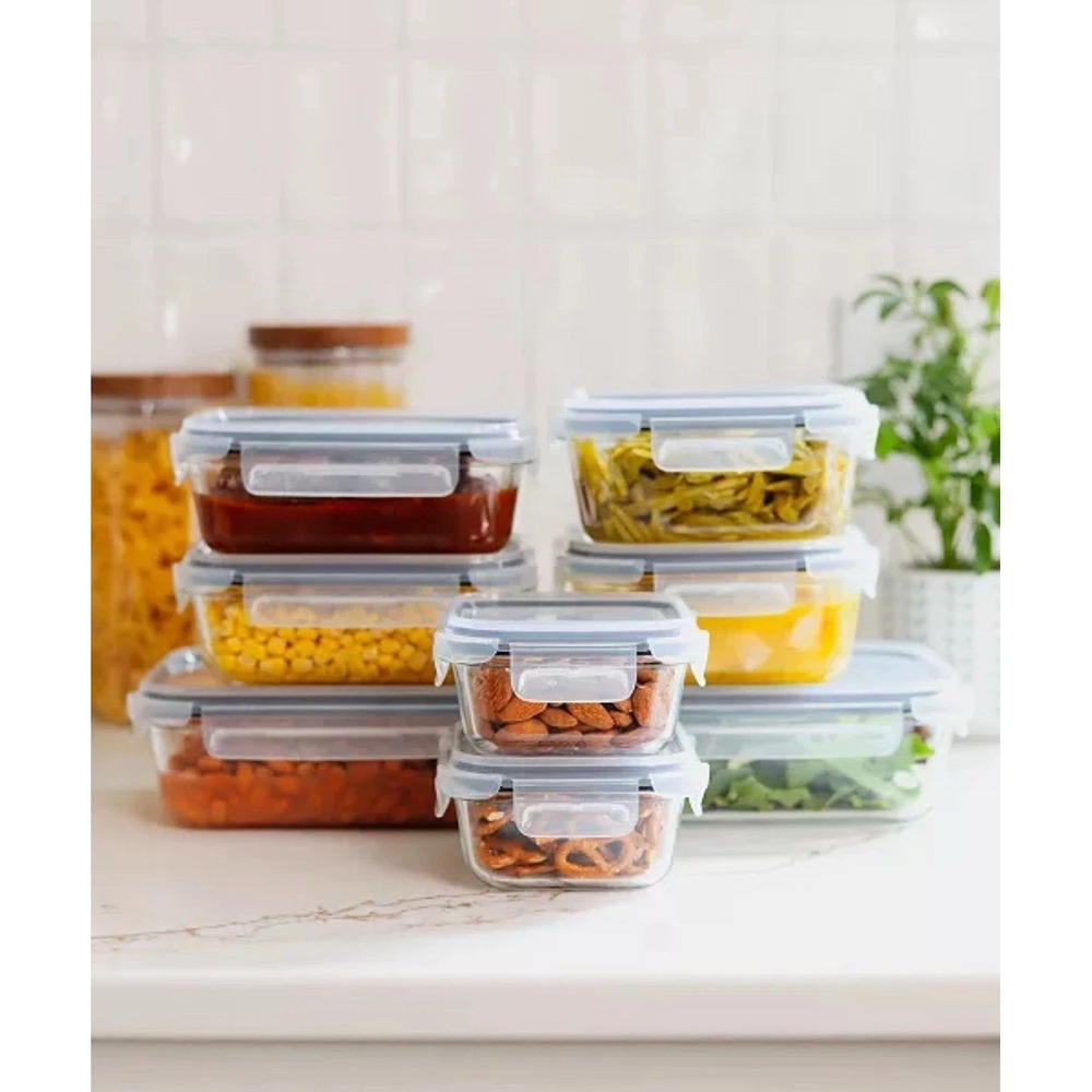 Sedona 16-Piece Glass Food Storage Container Set with Lids - Airtight & BPA-Free